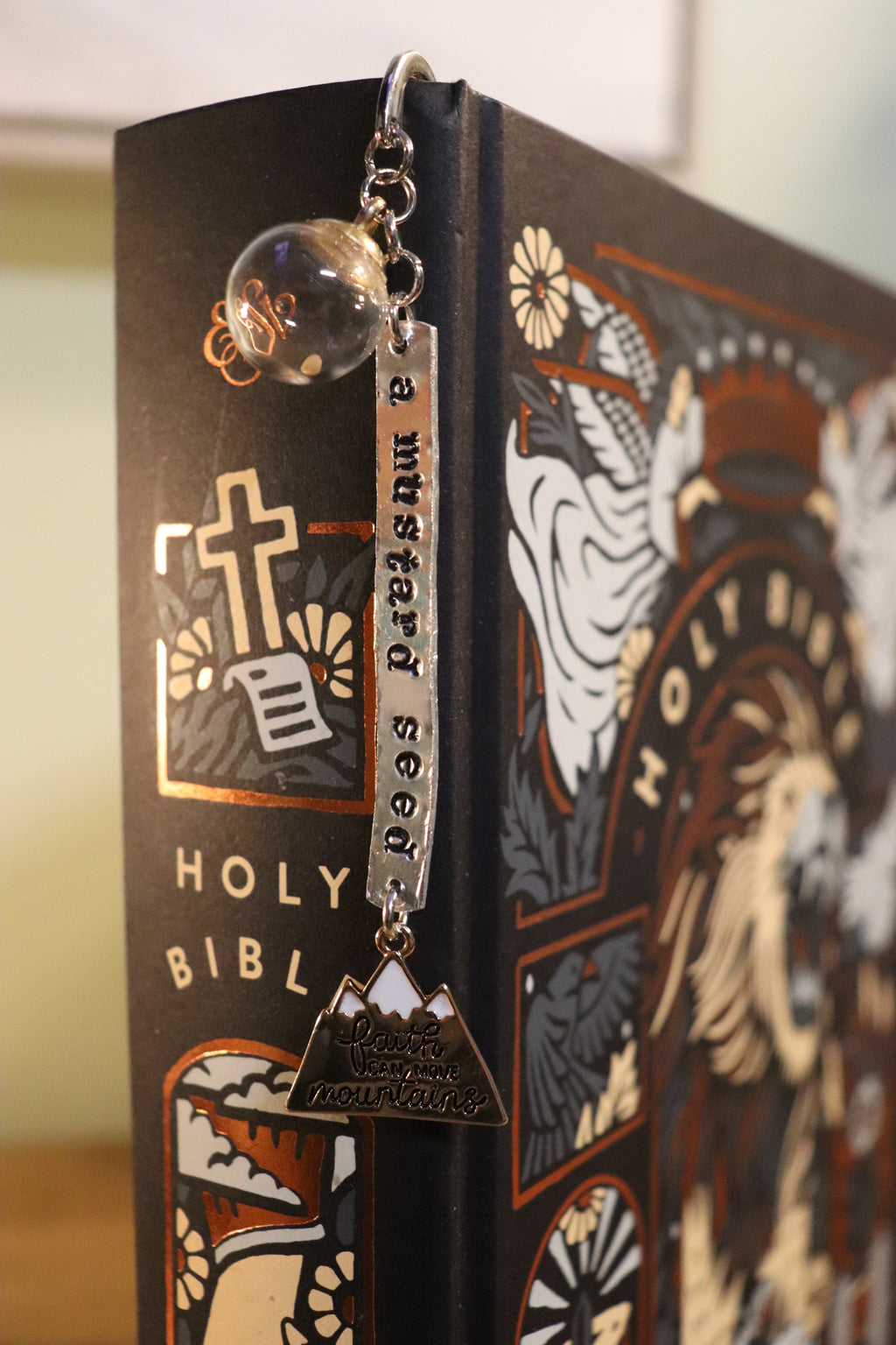 Mustard Seed Handstamped Bible Bookmark